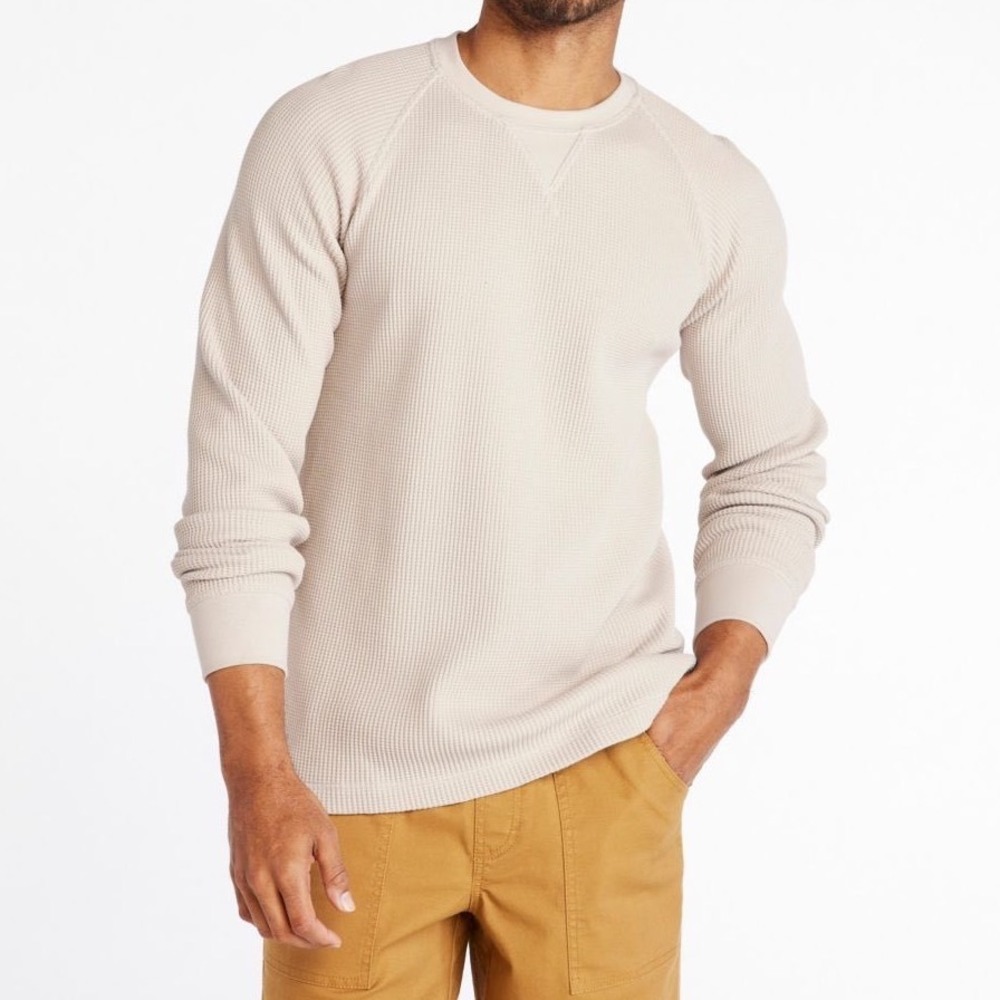 LL Bean Signature Mens XL Thick Waffle Knit Thermal Crewneck Sweatshirt 507621